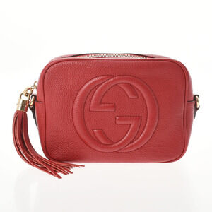 GUCCI Soho Disco Bag Red Calfskin Shoulder
